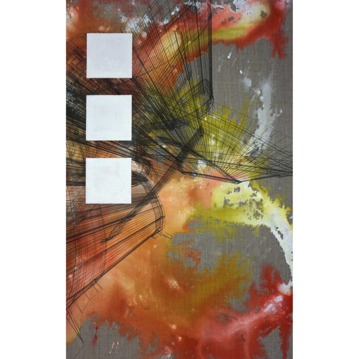 Colin Goldberg, San, 2018. Oil, India ink and pigment on linen. 38 x 24 inches.