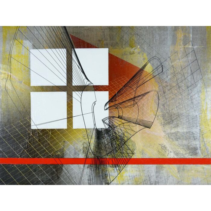 Colin Goldberg, Wireframe with Grids, 2019. Acrylic and pigment on linen. 18x24 inches.