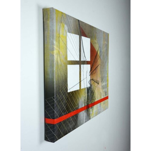 Colin Goldberg, Wireframe with Grids, 2019. Acrylic and pigment on linen. 18x24 inches.