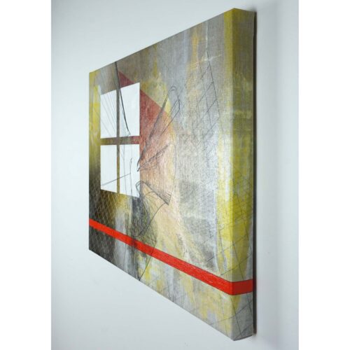 Colin Goldberg, Wireframe with Grids, 2019. Acrylic and pigment on linen. 18x24 inches.