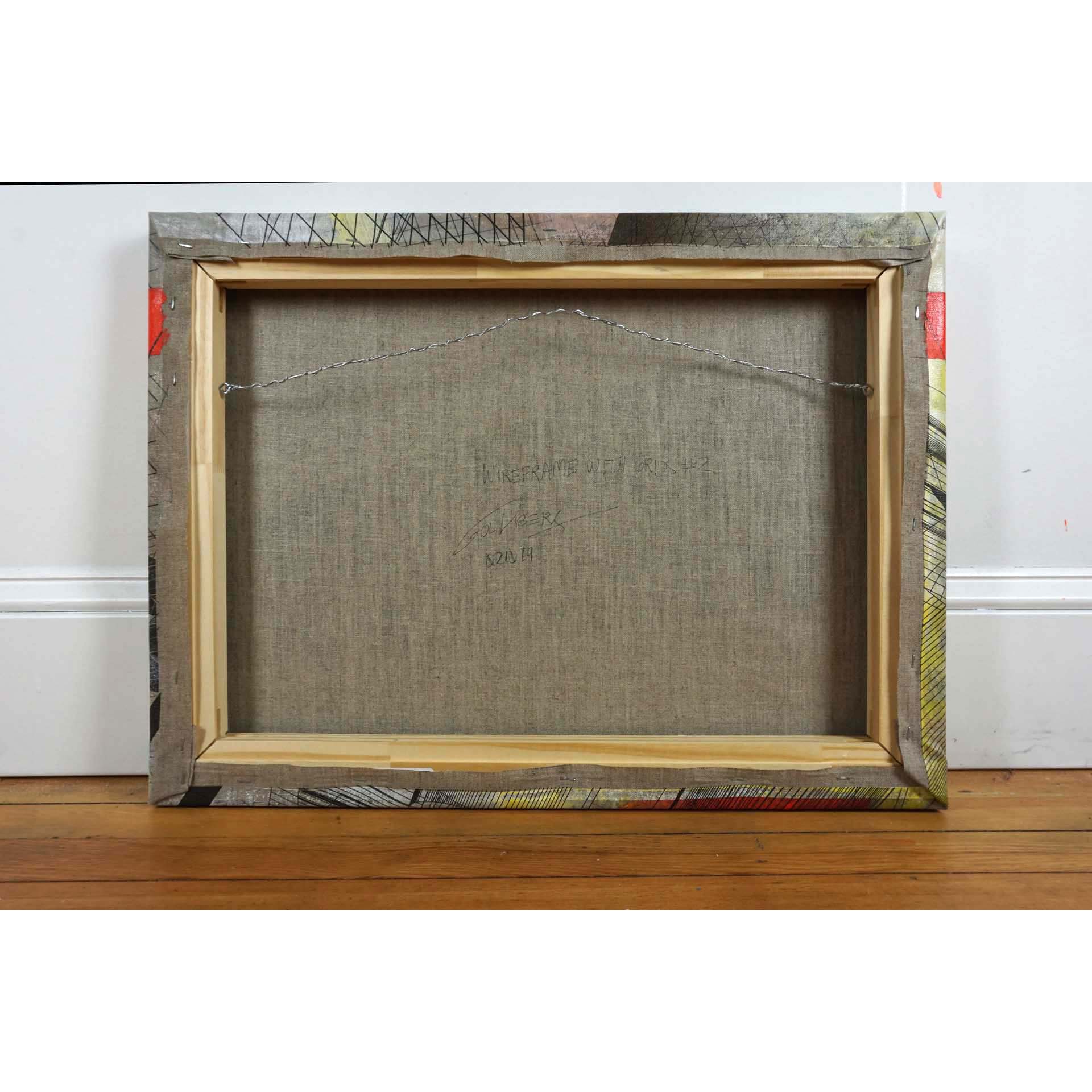 Colin Goldberg, Wireframe with Grids #2, 2019. Acrylic and pigment on linen. 18x24 inches.