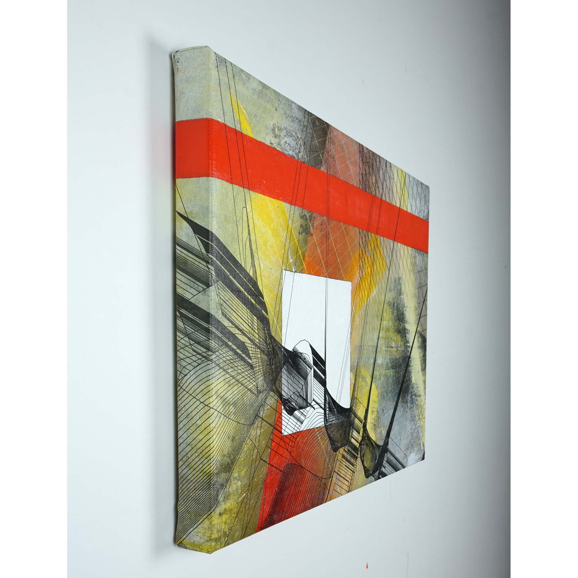 Colin Goldberg, Wireframe with Grids #2, 2019. Acrylic and pigment on linen. 18x24 inches.