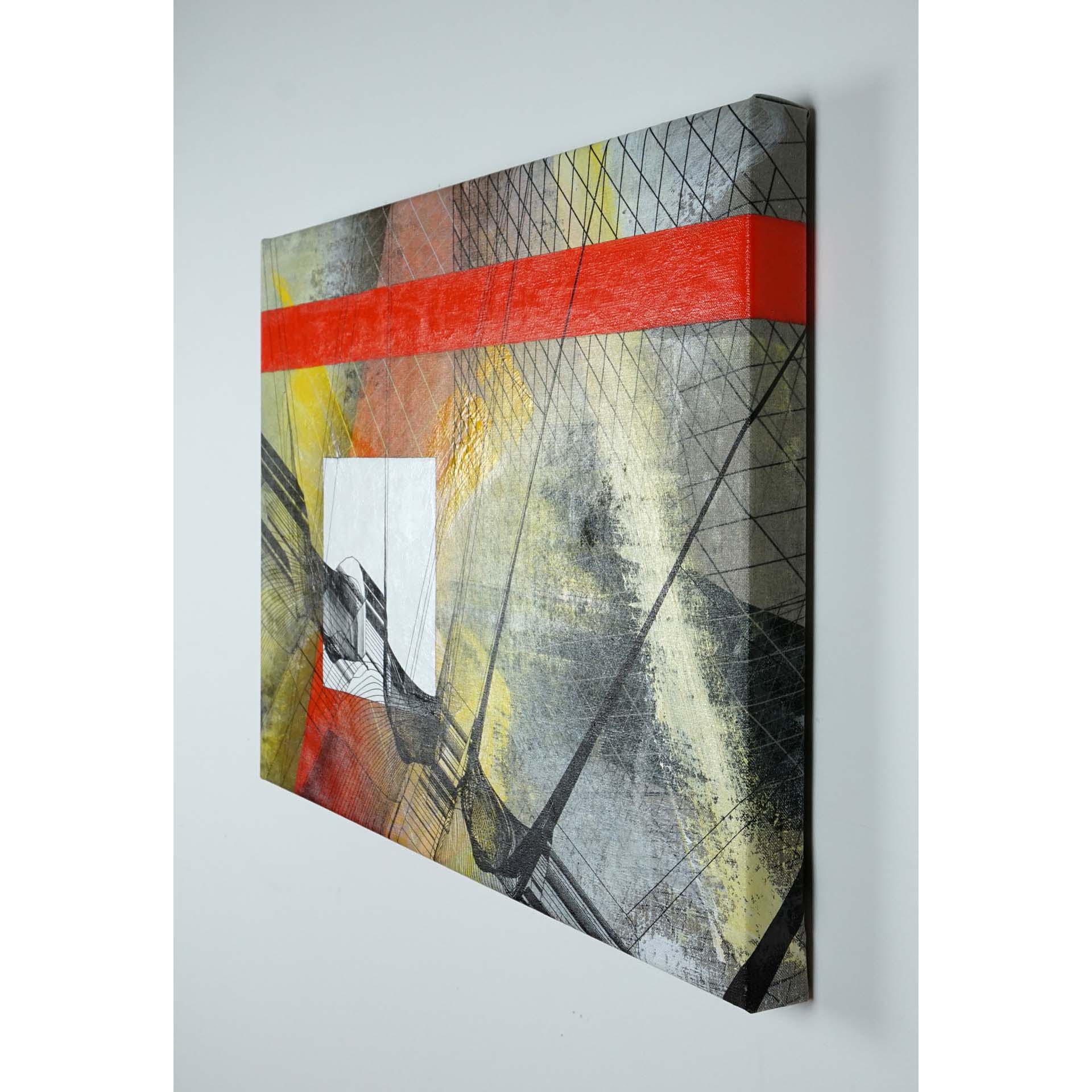 Colin Goldberg, Wireframe with Grids #2, 2019. Acrylic and pigment on linen. 18x24 inches.