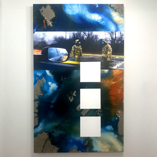 Colin Goldberg, COVID TEST A, 2020. India ink, acrylic, and ink on linen. 60 x 36 inches.