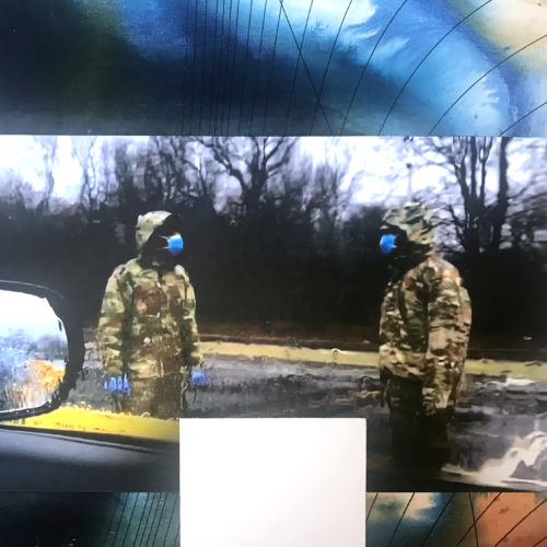 Colin Goldberg, COVID TEST A (detail), 2020. India ink, acrylic, and ink on linen. 60 x 36 inches.