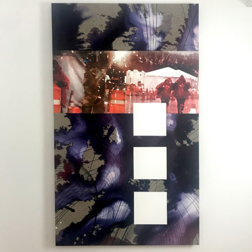 Colin Goldberg, COVID TEST C, 2020. India ink, acrylic, and ink on linen. 60 x 36 inches.