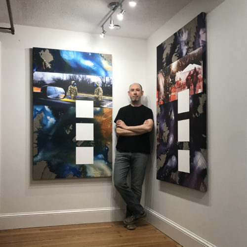 Colin Goldberg, COVID TEST A & C, 2020. India ink, acrylic, and ink on linen. 60 x 36 inches.