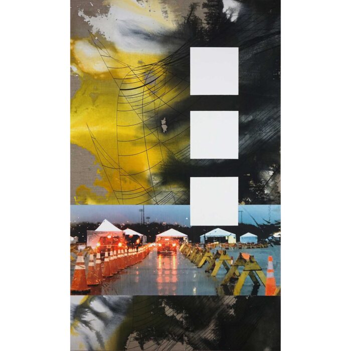 Colin Goldberg, COVID TEST D, 2020. India ink, acrylic and ink on linen. 60 x 36 inches.