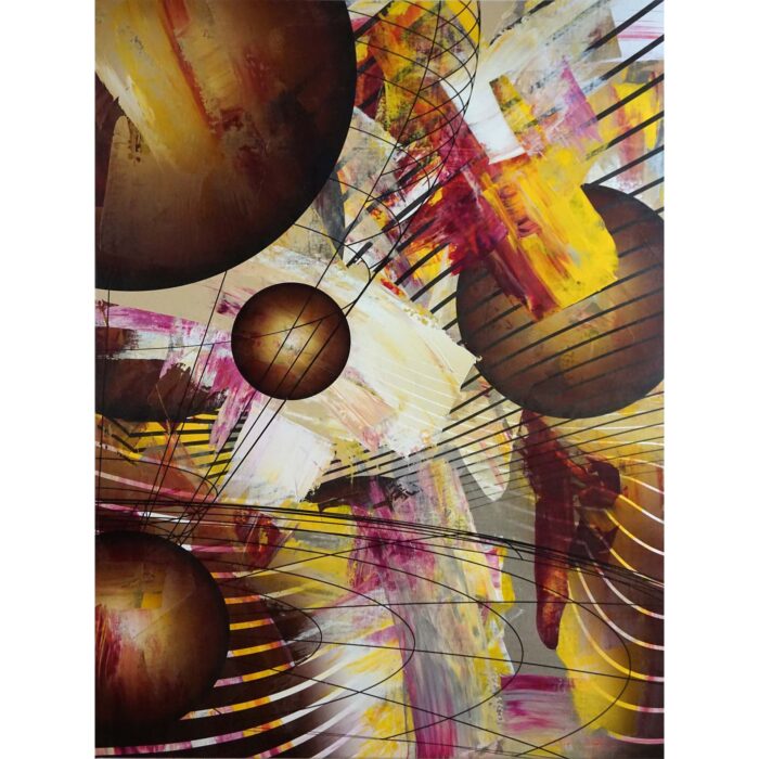 Colin Goldberg, In Orbit, 2020. Acrylic and ink on linen. 48 x 36 inches.