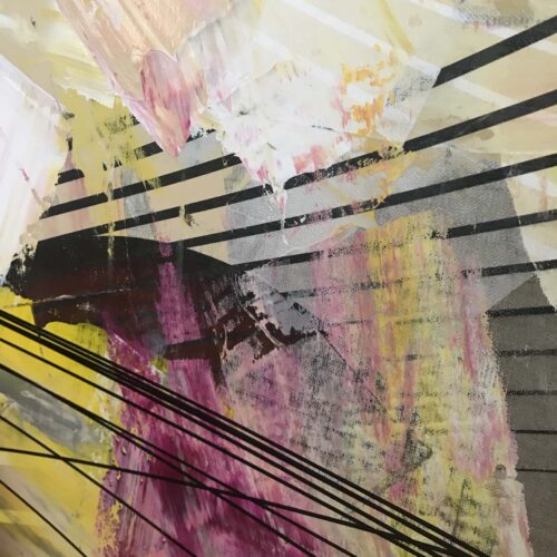 Colin Goldberg, In Orbit, 2020. Acrylic and ink on linen. 48 x 36 inches.