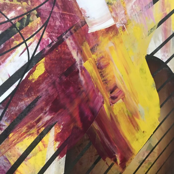 Colin Goldberg, In Orbit, 2020. Acrylic and ink on linen. 48 x 36 inches.
