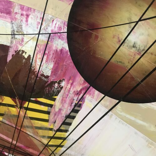 Colin Goldberg, In Orbit, 2020. Acrylic and ink on linen. 48 x 36 inches.