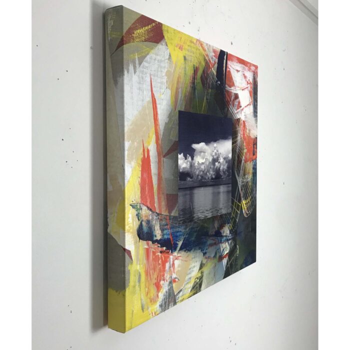 Colin Goldberg, Square Composition with Clouds #3, 2020. Acrylic and ink on linen. 20 x 20 inches.