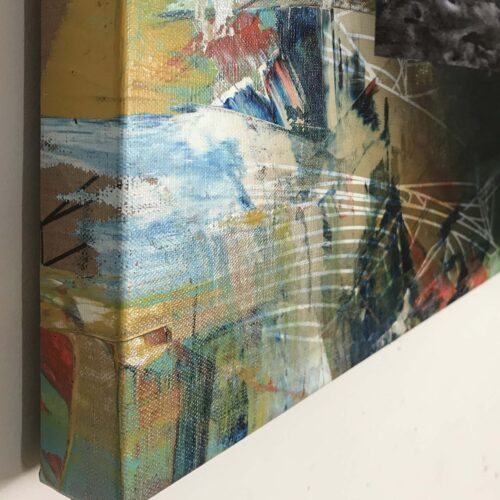 Colin Goldberg, Square Composition with Waves, 2020. Acrylic and ink on linen. 20 x 20 inches.