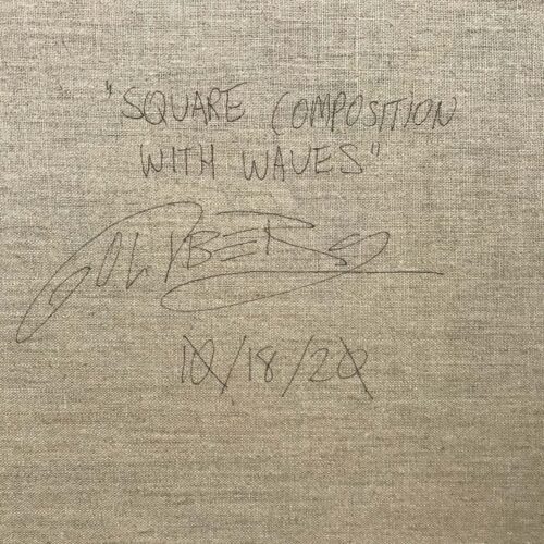 Colin Goldberg, Square Composition with Waves, 2020. Acrylic and ink on linen. 20 x 20 inches.