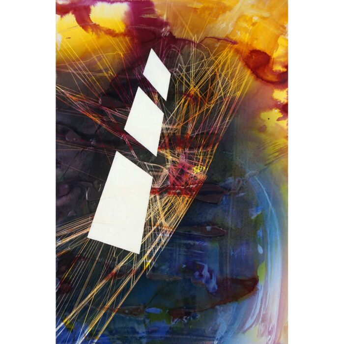 Colin Goldberg, Techspressionist Composition #1, 2020. Oil and India Ink with ink on paper. 18 x 12 inches.