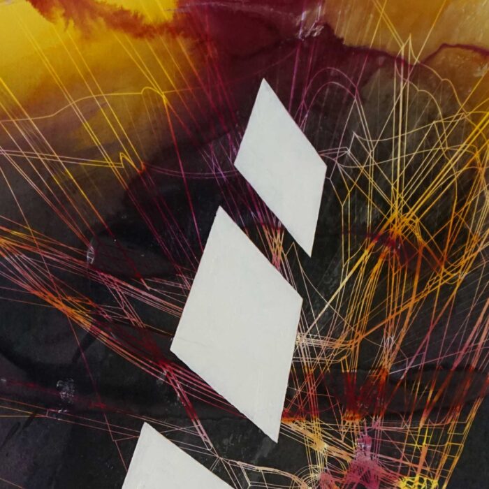 Colin Goldberg, Techspressionist Composition #1, 2020. Oil and India Ink with ink on paper. 18 x 12 inches.