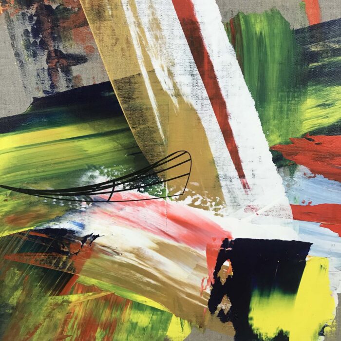 Colin Goldberg, Ono-Sendai, 2020. Acrylic and ink on linen. 36 x 48 inches.