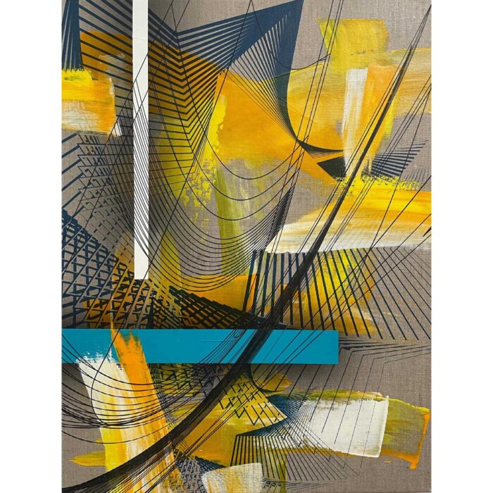 Colin Goldberg, David and Noguchi, 2021. Oil and ink on linen. 24 x 18 inches.