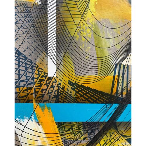 Colin Goldberg, David and Noguchi, 2021. Oil and ink on linen. 24 x 18 inches.