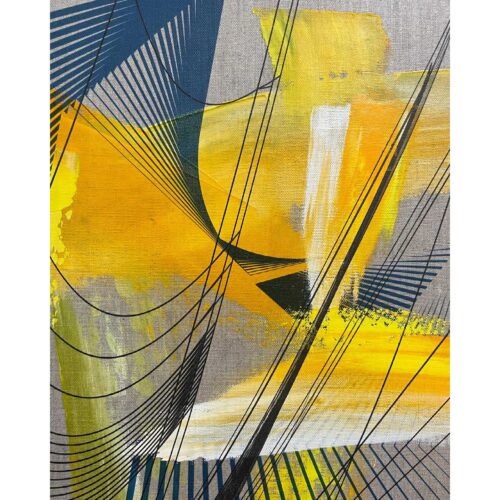 Colin Goldberg, David and Noguchi, 2021. Oil and ink on linen. 24 x 18 inches.