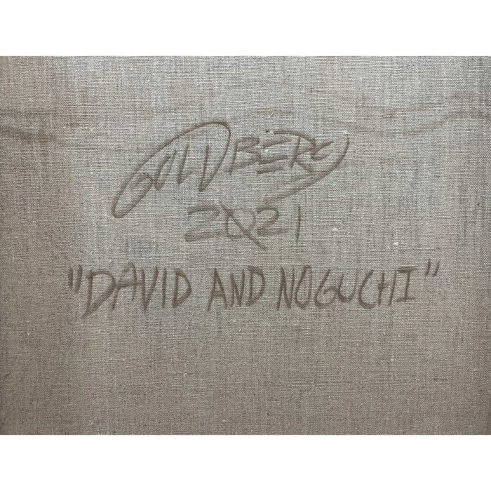 Colin Goldberg, David and Noguchi, 2021. Oil and ink on linen. 24 x 18 inches.