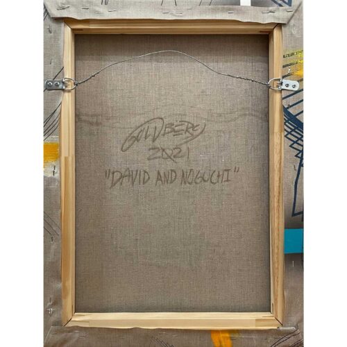 Colin Goldberg, David and Noguchi, 2021. Oil and ink on linen. 24 x 18 inches.