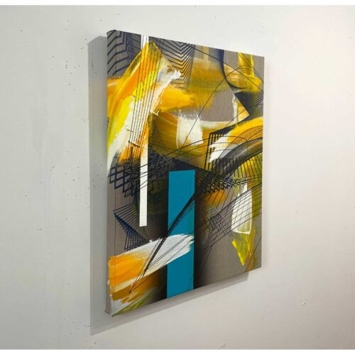 Colin Goldberg, David and Noguchi #2, 2021. Oil and ink on linen. 24 x 18 inches.