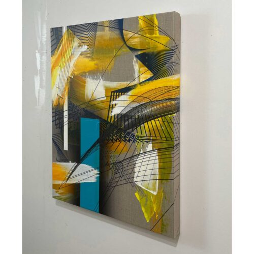 Colin Goldberg, David and Noguchi #2, 2021. Oil and ink on linen. 24 x 18 inches.