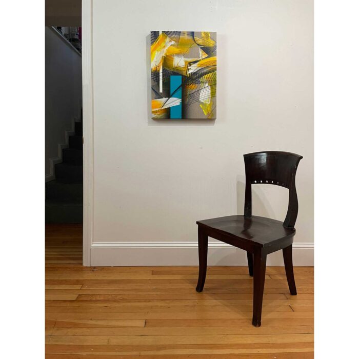 Colin Goldberg, David and Noguchi #2, 2021. Oil and ink on linen. 24 x 18 inches.