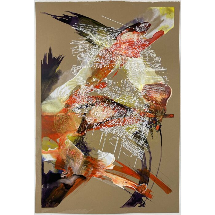 Colin Goldberg, Orange and Purple Composition on Tan, 2022.