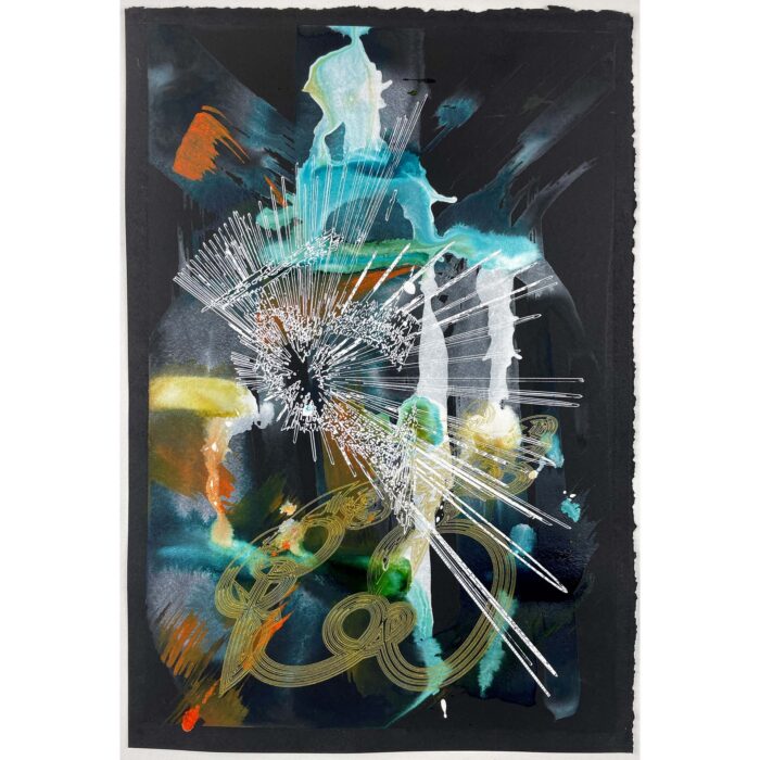 Colin Goldberg, Teal and Orange Composition on Black, 2022.