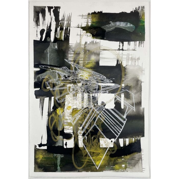 Colin Goldberg, Yellow and Black Composition on White, 2022.