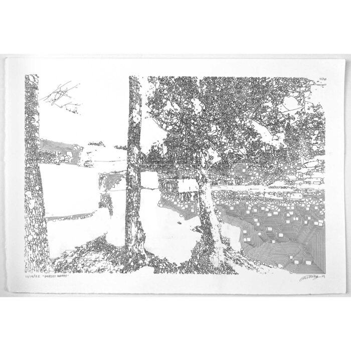 Colin Goldberg, Arlington Dairy Bar, 2022. Computer-robotic assisted graphite pencil drawing on Rives BFK paper. Edition 1/1.