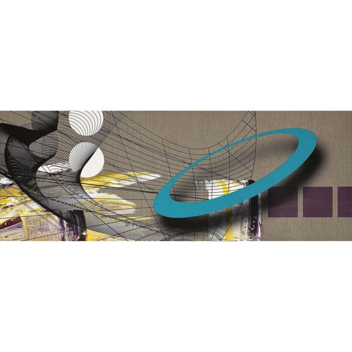 Colin Goldberg, Kismet, 2024. Acrylic and ink on linen. 20x54 inches. Signed verso.