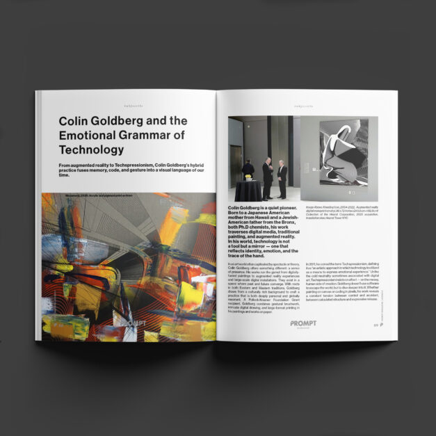 Prompt Magazine, Issue 15 — opening spread of Colin Goldberg and the Emotional Grammar of Technology